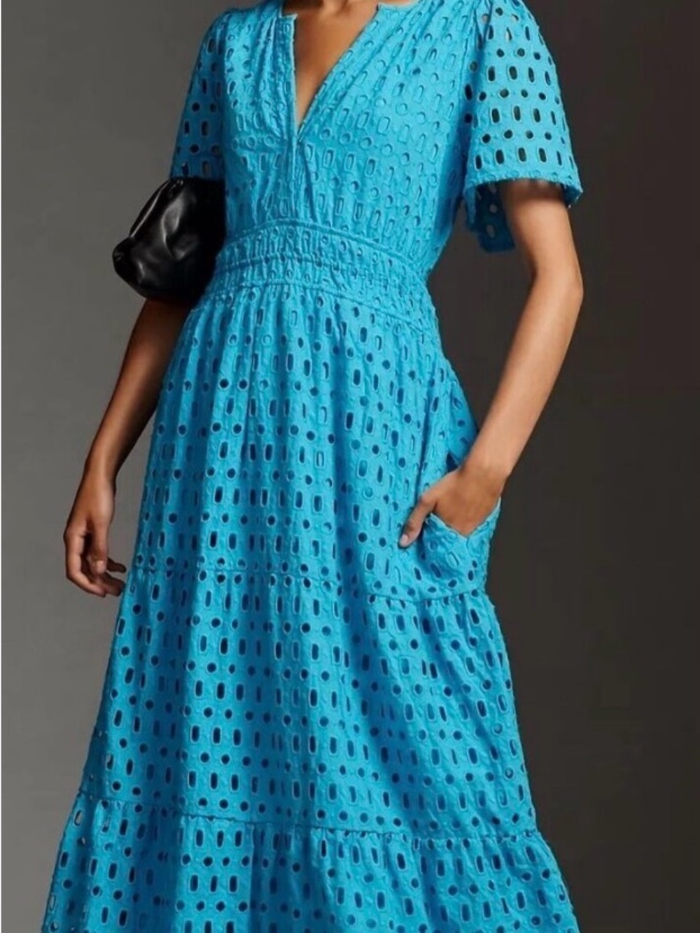 Anthropologie Somerset Maxi Dress Eyelet V-Neck Midi Dress